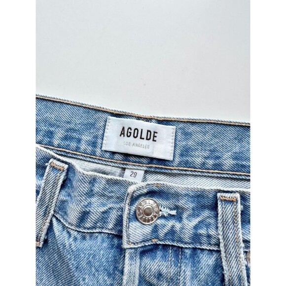 AGOLDE 90's Fall Out Light Wash Mid Rise Ripped Straight Leg Jeans, Size 23 - Picture 12 of 14